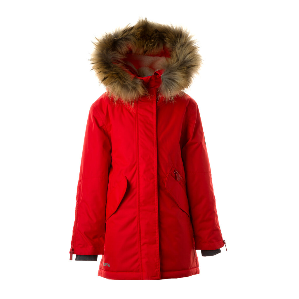 Huppa parka tytöille luonnonturkisella Vivian1 200GR 12490120*70004, punainen hinta ja tiedot | Lasten talvivaatteet | hobbyhall.fi