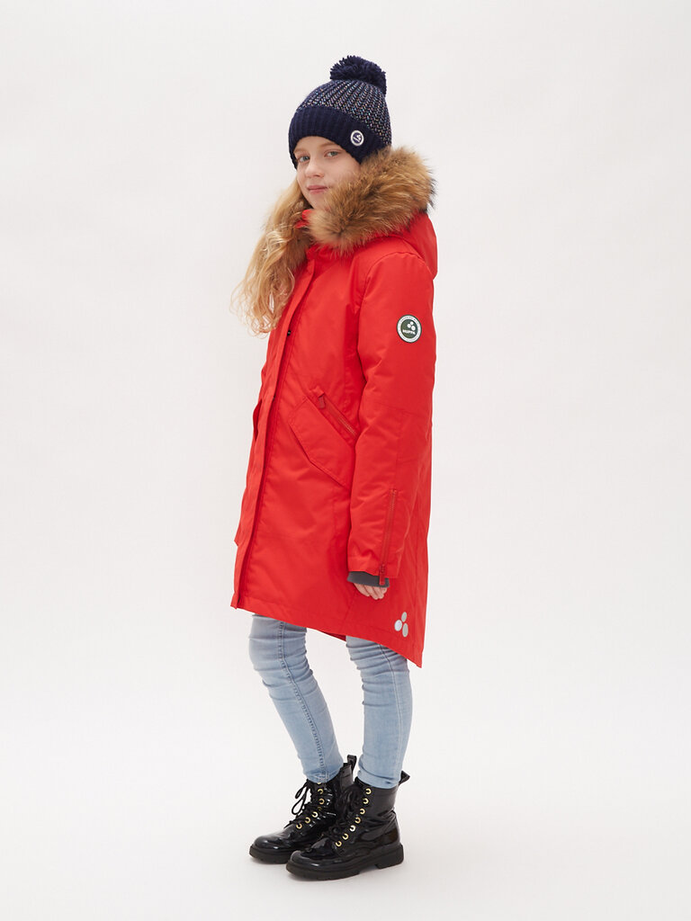 Huppa parka tytöille luonnonturkisella Vivian1 200GR 12490120*70004, punainen hinta ja tiedot | Lasten talvivaatteet | hobbyhall.fi