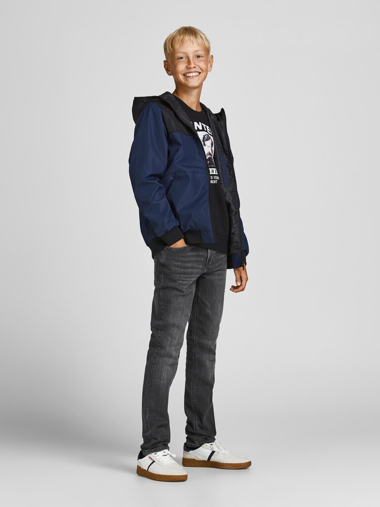 JACK & JONES JUNIOR Glenn Boys Jeans 12194966*01, tumma harmaa hinta ja tiedot | Poikien housut | hobbyhall.fi