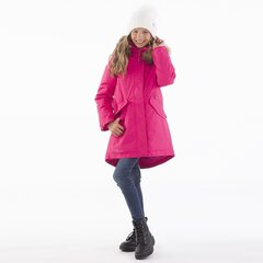 Huppa-parka tytöille luonnonturkisella Vivian1, fuksia hinta ja tiedot | Tyttöjen takit | hobbyhall.fi