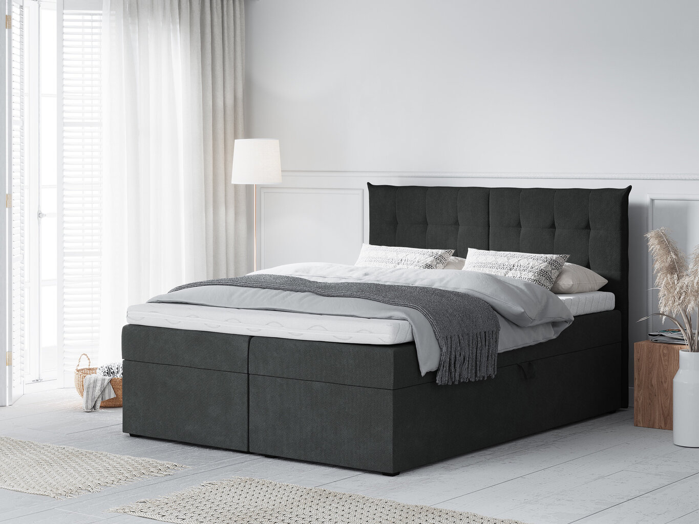 Mazzini Beds Echaveria -sänkypaketti, 140 x 200 cm, tummanharmaa hinta ja tiedot | Sängyt | hobbyhall.fi