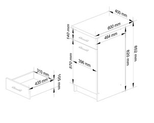 Keittiökaappi Akord Oliwia S40, punainen/valkoinen hinta ja tiedot | Keittiön kaapit | hobbyhall.fi