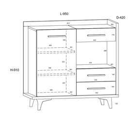 Lipasto Meblocross Box 01 1D3S, ruskea/valkoinen hinta ja tiedot | Lipastot | hobbyhall.fi