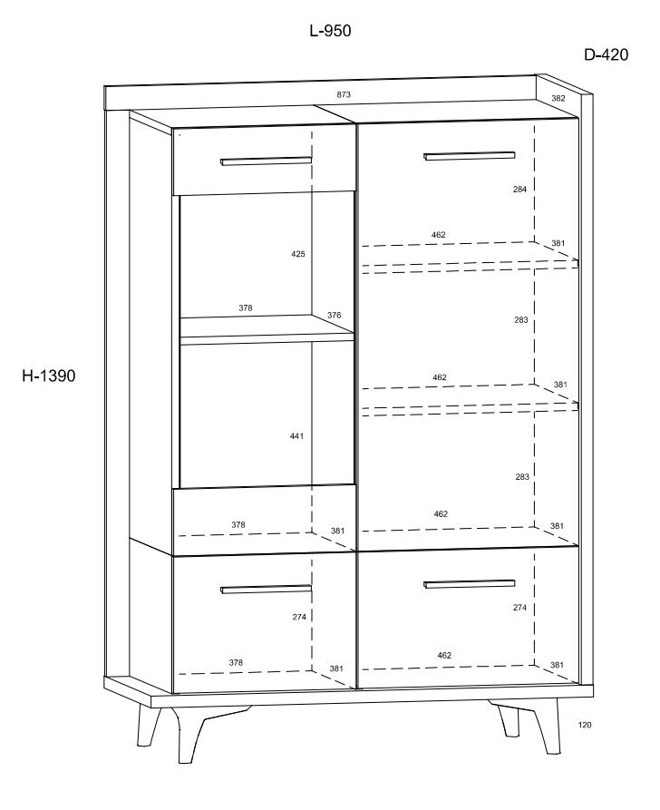 Vitriini Meblocross Box 13 3D, tummanruskea / valkoinen hinta ja tiedot | Vitriinit | hobbyhall.fi