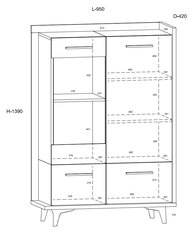 Vitriini Meblocross Box 13 3D, vaaleanruskea / valkoinen hinta ja tiedot | Vitriinit | hobbyhall.fi