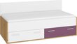 Sänky Meblocross Hey 10, 90 x 200 cm, valkoinen/violetti hinta ja tiedot | Lastensängyt | hobbyhall.fi