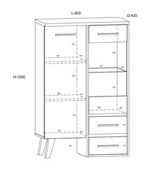 Vitriinikaappi Meblocross Nordis 1D2SW, tammi/valkoinen hinta ja tiedot | Vitriinit | hobbyhall.fi