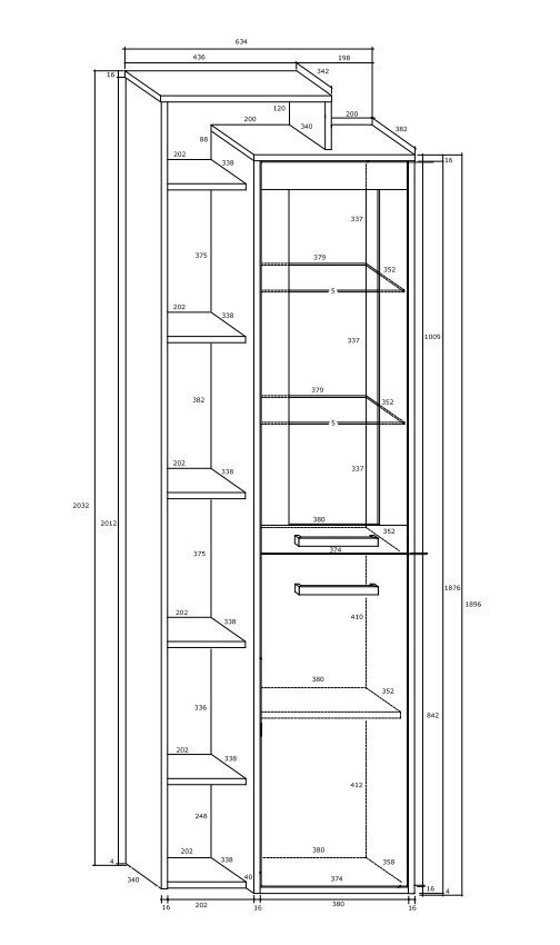 Vitriini Meblocross Rio L1D, tumma tammi / valkoinen hinta ja tiedot | Vitriinit | hobbyhall.fi