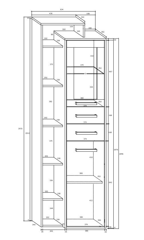 Vitriini Meblocross Rio L1D2S, tumma tammi / valkoinen hinta ja tiedot | Vitriinit | hobbyhall.fi