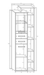 Vitriini Meblocross Rio P1D2S, tumma tammi / valkoinen hinta ja tiedot | Vitriinit | hobbyhall.fi