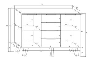 Lipasto Meblocross Sven 2D4S, tumma tammi / valkoinen hinta ja tiedot | Lipastot | hobbyhall.fi