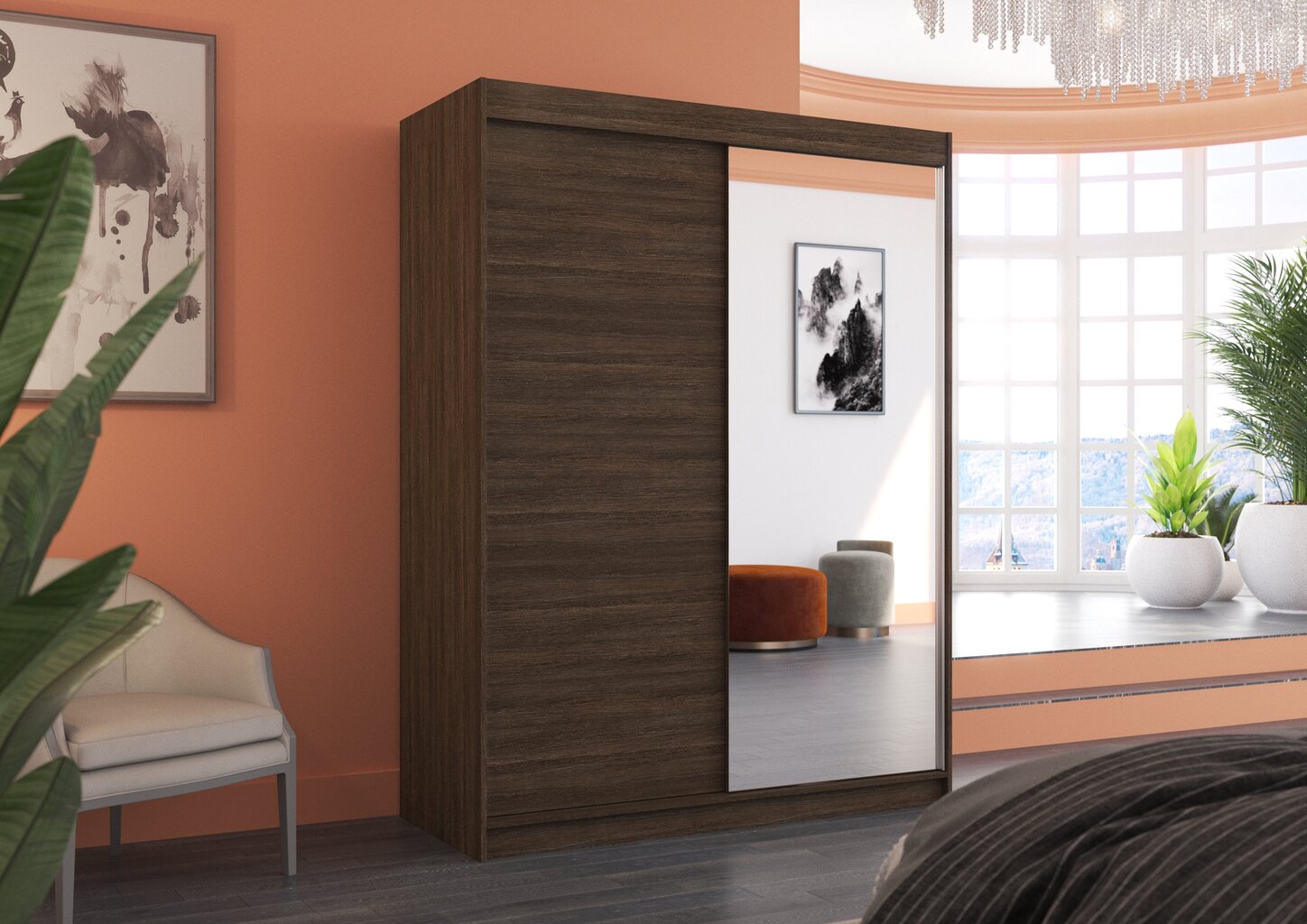 Vaatekaappi ADRK Furniture Jordi, ruskea hinta ja tiedot | Kaapit | hobbyhall.fi