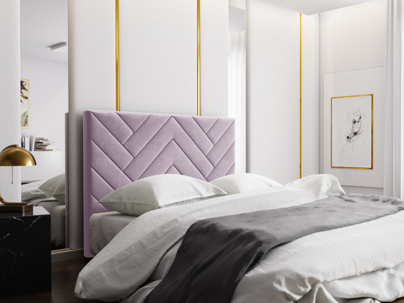Sängynpääty Milo Casa Chiara USB 160 cm, vaalea violetti hinta ja tiedot | Sängyt | hobbyhall.fi