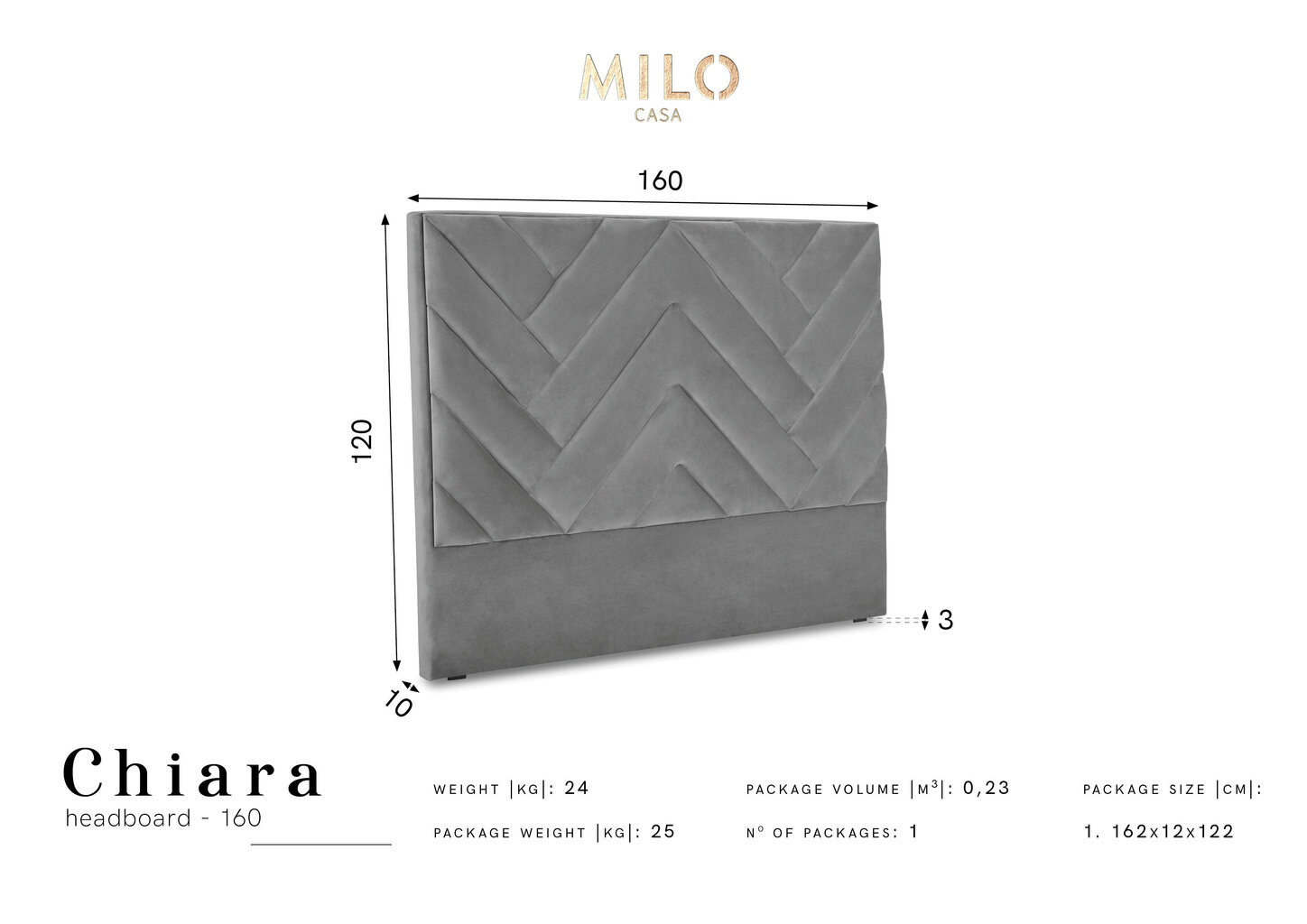 Sängynpääty Milo Casa Chiara 160cm, vaaleansininen hinta ja tiedot | Sängyt | hobbyhall.fi
