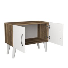 Yöpöytä Kalune Design 731 (I), 55 cm, valkoinen/ruskea hinta ja tiedot | Yöpöydät | hobbyhall.fi