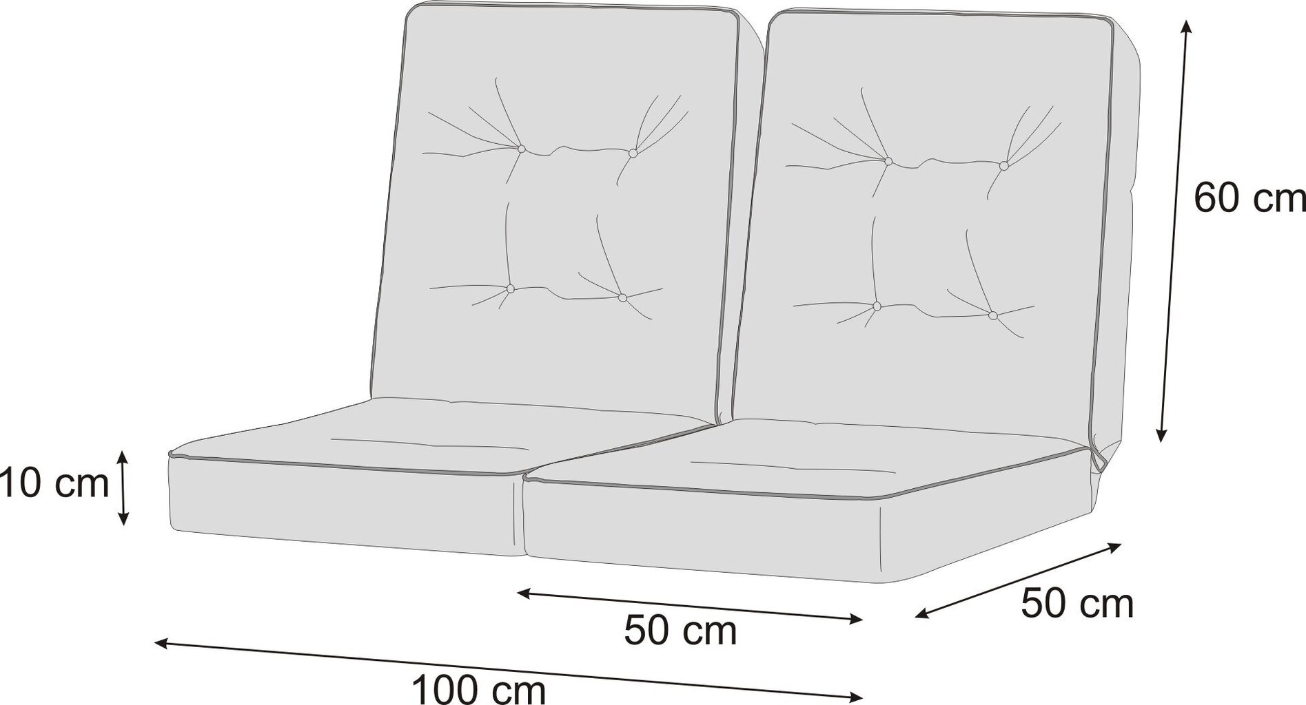 2-osainen istuinpehmustesetti Hobbygarden Venus 3D 100 cm, vihreä hinta ja tiedot | Istuintyynyt, pehmusteet ja päälliset | hobbyhall.fi