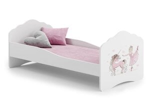 Sänky ADRK Furniture Casimo Ballerina with Unicorn, 160x80 cm, valkoinen hinta ja tiedot | Lastensängyt | hobbyhall.fi