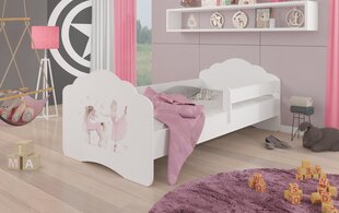 Sänky ADRK Furniture Casimo Barrier Ballerina with Unicorn, 160x80 cm, valkoinen hinta ja tiedot | Lastensängyt | hobbyhall.fi