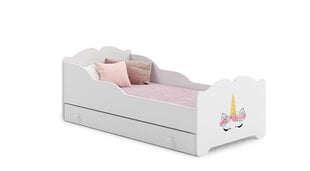 Lasten sänky Ximena Unicorn 140x70cm + patja + säilytyslaatikko hinta ja tiedot | Lastensängyt | hobbyhall.fi