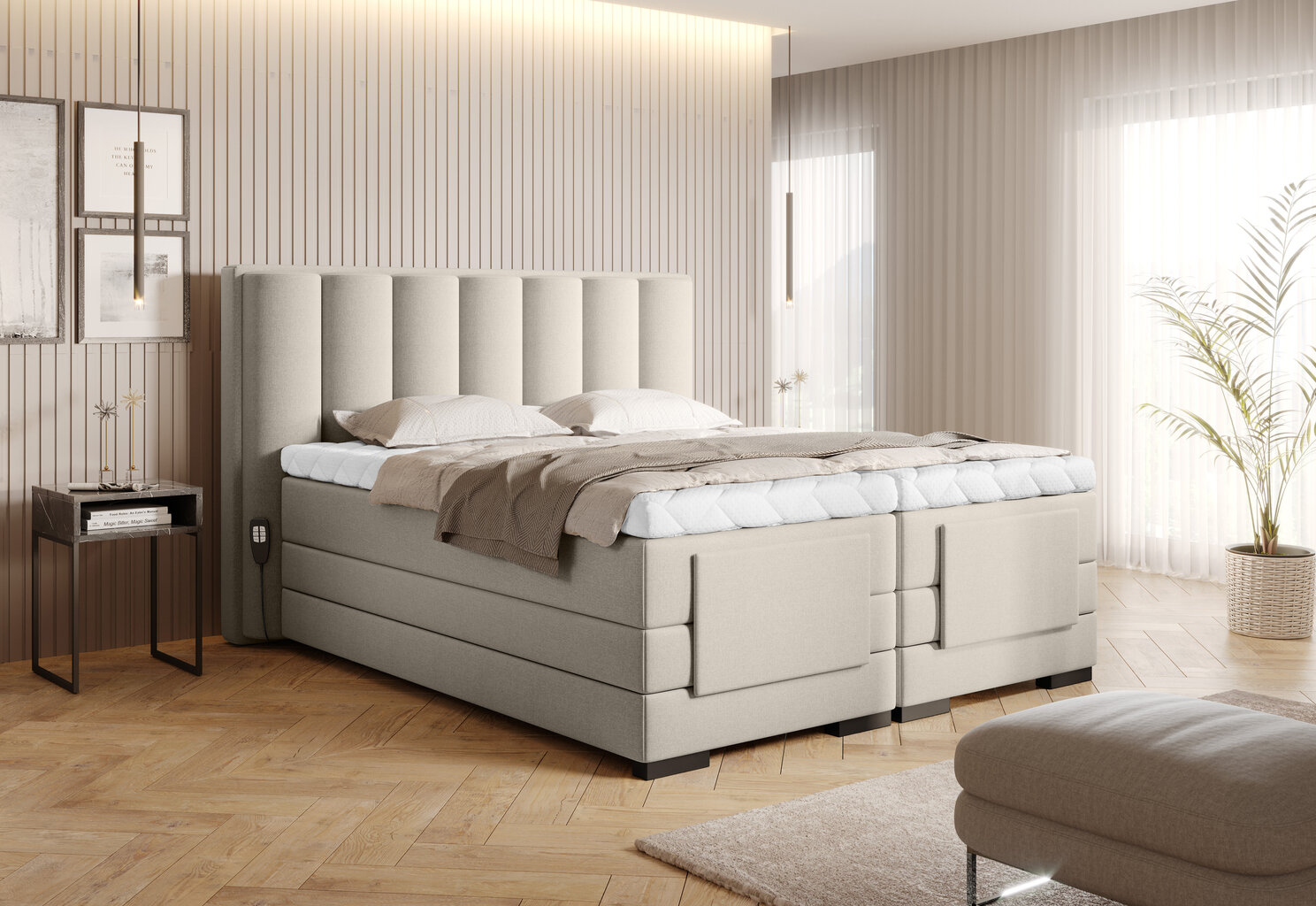 Sänky NORE Veros, 160x200 cm, beige hinta ja tiedot | Sängyt | hobbyhall.fi