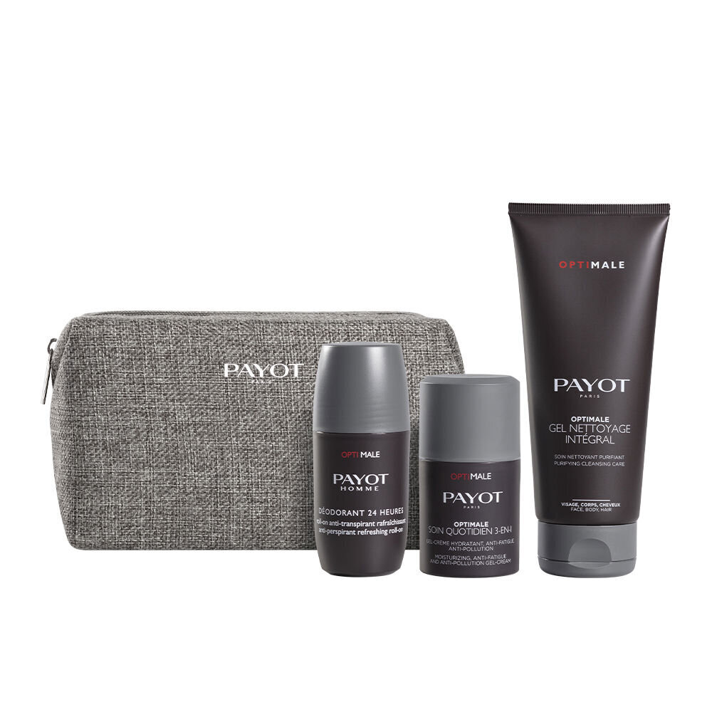 Payot Optimale Homme Daily Care Ritual Set: kosteuttava voide, 50 ml + deodorantti, 75 ml + shampoo, 100 ml + kosmetiikkapussi hinta ja tiedot | Suihkusaippuat ja suihkugeelit | hobbyhall.fi