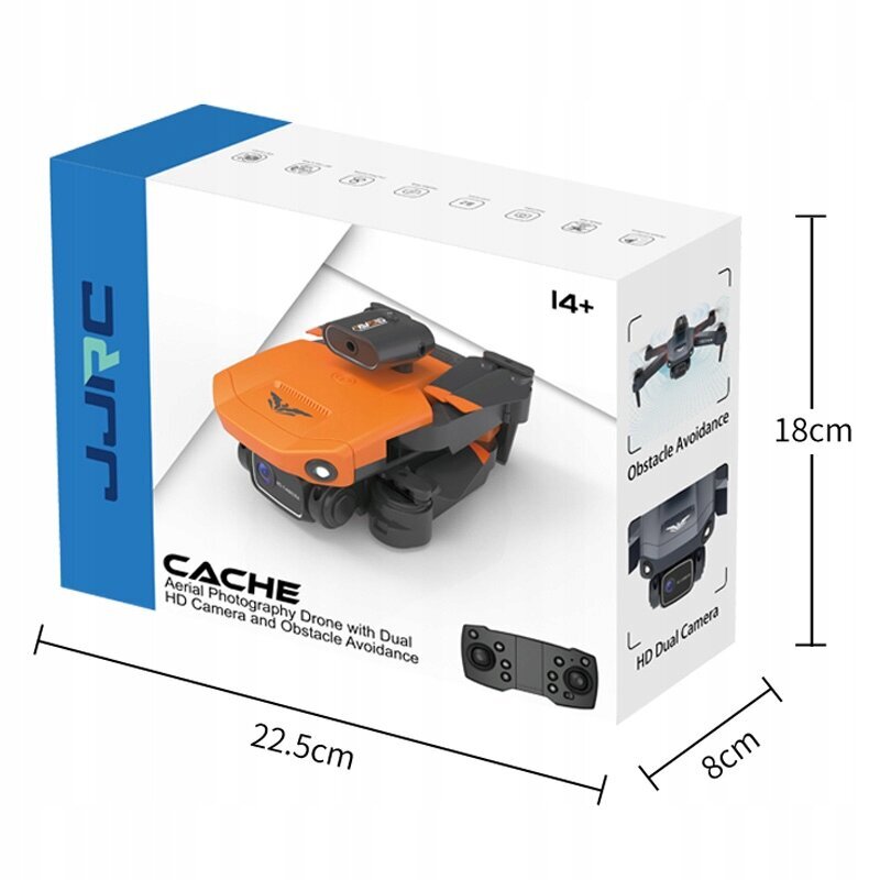 RC Professional Drone 4K -kaksoiskamera esteiden välttäminen kahdella paristolla JJRC CACHE H106 malli musta väri hinta ja tiedot | Dronet | hobbyhall.fi