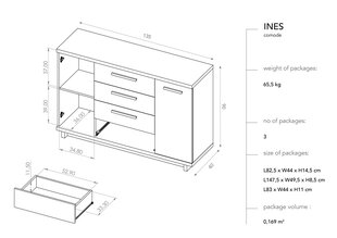 BSL Concept Ines lipasto, 135x40x90 cm, ruskea hinta ja tiedot | BSL Concept Olohuoneen kalusteet | hobbyhall.fi