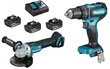 Makita Combokit DLX2334J iskupora + kulmahiomakone (DHP485 + DGA504), 18V 3 X 3.0Ah Li-ion hinta ja tiedot | Akkuporakoneet ja ruuvinvääntimet | hobbyhall.fi