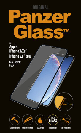 PanzerGlass glass screen protector iPhone X/Xs 5.8" (2019) Case Friendly, black hinta ja tiedot | Näytönsuojakalvot ja -lasit | hobbyhall.fi