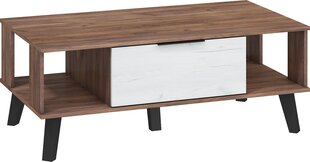 Pöytä Sven, 46 x 120 x 65 cm, tummanruskea/valkoinen hinta ja tiedot | Sohvapöydät | hobbyhall.fi