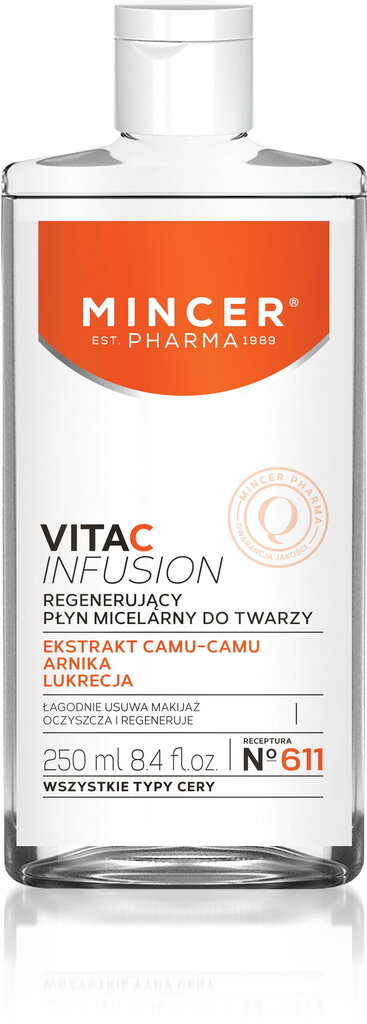 Mitsellaarvesi Mincer Pharma Vita C Infusion No.611 250 ml hinta ja tiedot | Kasvojen puhdistusaineet | hobbyhall.fi