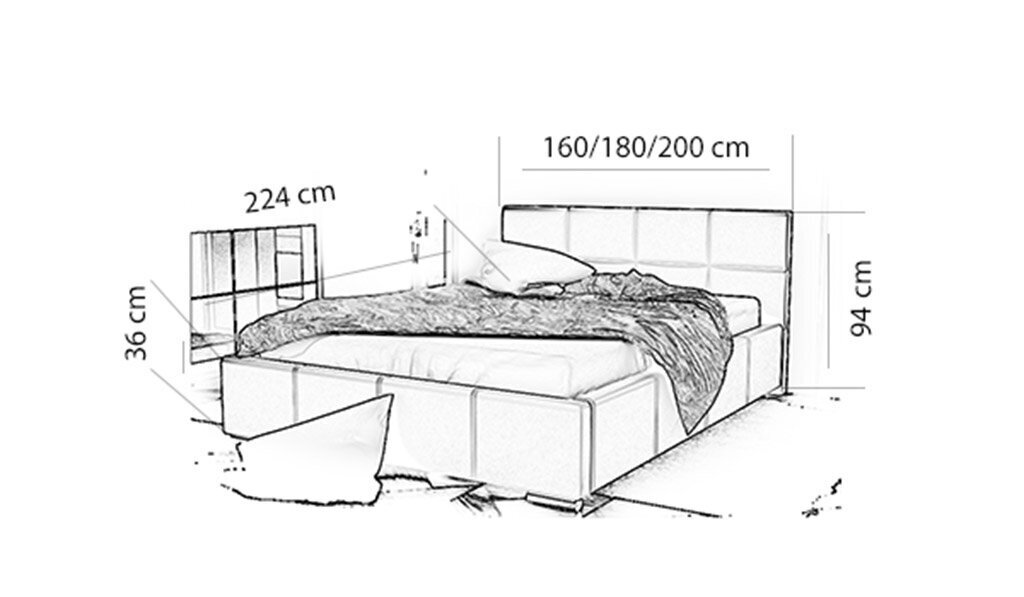 Sänky Margo 140x200 cm, harmaa hinta ja tiedot | Sängyt | hobbyhall.fi