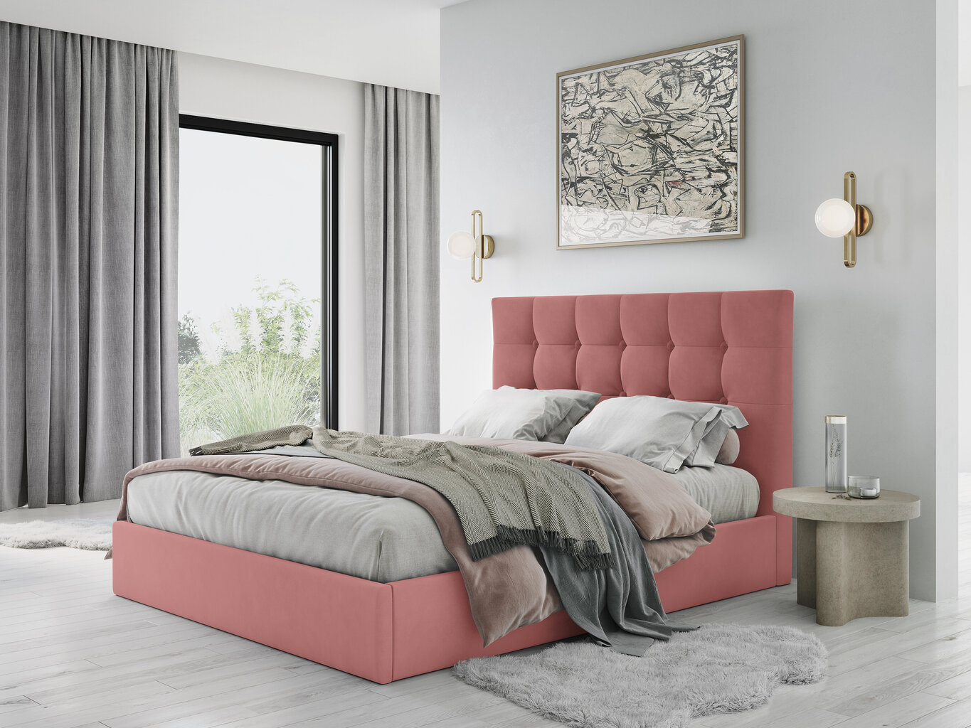 Sänky Micadoni Home Phaedra 180x200 cm, roosa velour hinta ja tiedot | Sängyt | hobbyhall.fi