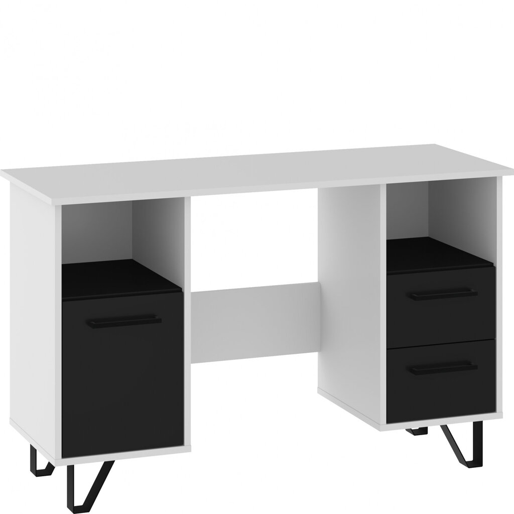 Tietokonepöytä BOS-01, Valkoinen/musta kiiltävä hinta ja tiedot | Tietokonepöydät ja työpöydät | hobbyhall.fi