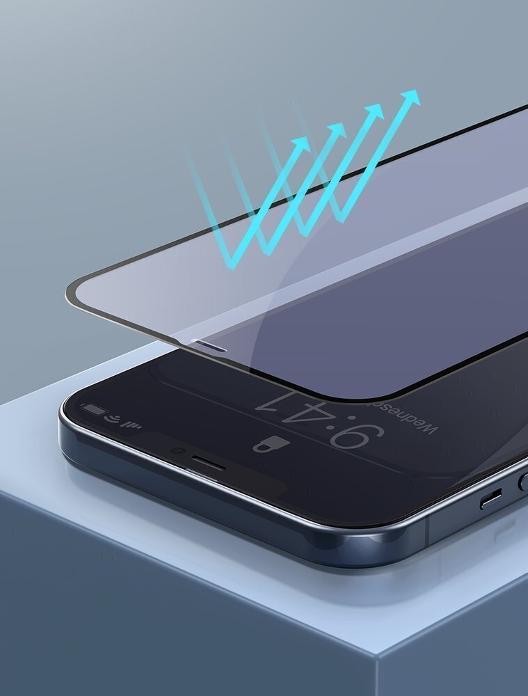 Näytönsuoja Baseus 2x Full screen Anti Blue Light karkaistu lasi kehyksellä iPhone 12 Pro Max hinta ja tiedot | Näytönsuojakalvot ja -lasit | hobbyhall.fi
