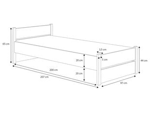 Sänky Lova ADRK Marcello, 90x200 cm, valkoinen hinta ja tiedot | Sängyt | hobbyhall.fi