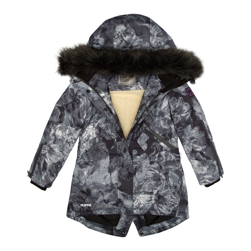 Huppa parka tytöille 200g Vivian 12490020*21009, musta/harmaa hinta ja tiedot | Tyttöjen takit | hobbyhall.fi