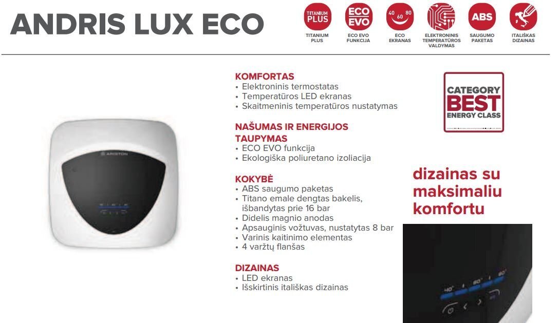 Sähkökattila ANDRIS LUX ECO 15L, alumiini hinta ja tiedot | Lämminvesivaraajat | hobbyhall.fi