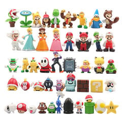 Super Mario Bros. hahmosarja, 48 kpl + lelupussi hinta ja tiedot | Ei ole määritelty Lelut | hobbyhall.fi