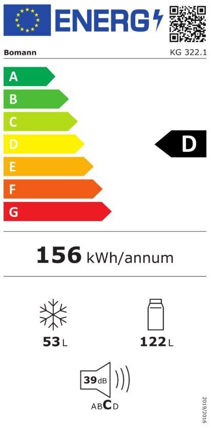 Bomann KG322.1W hinta ja tiedot | Jääkaapit | hobbyhall.fi