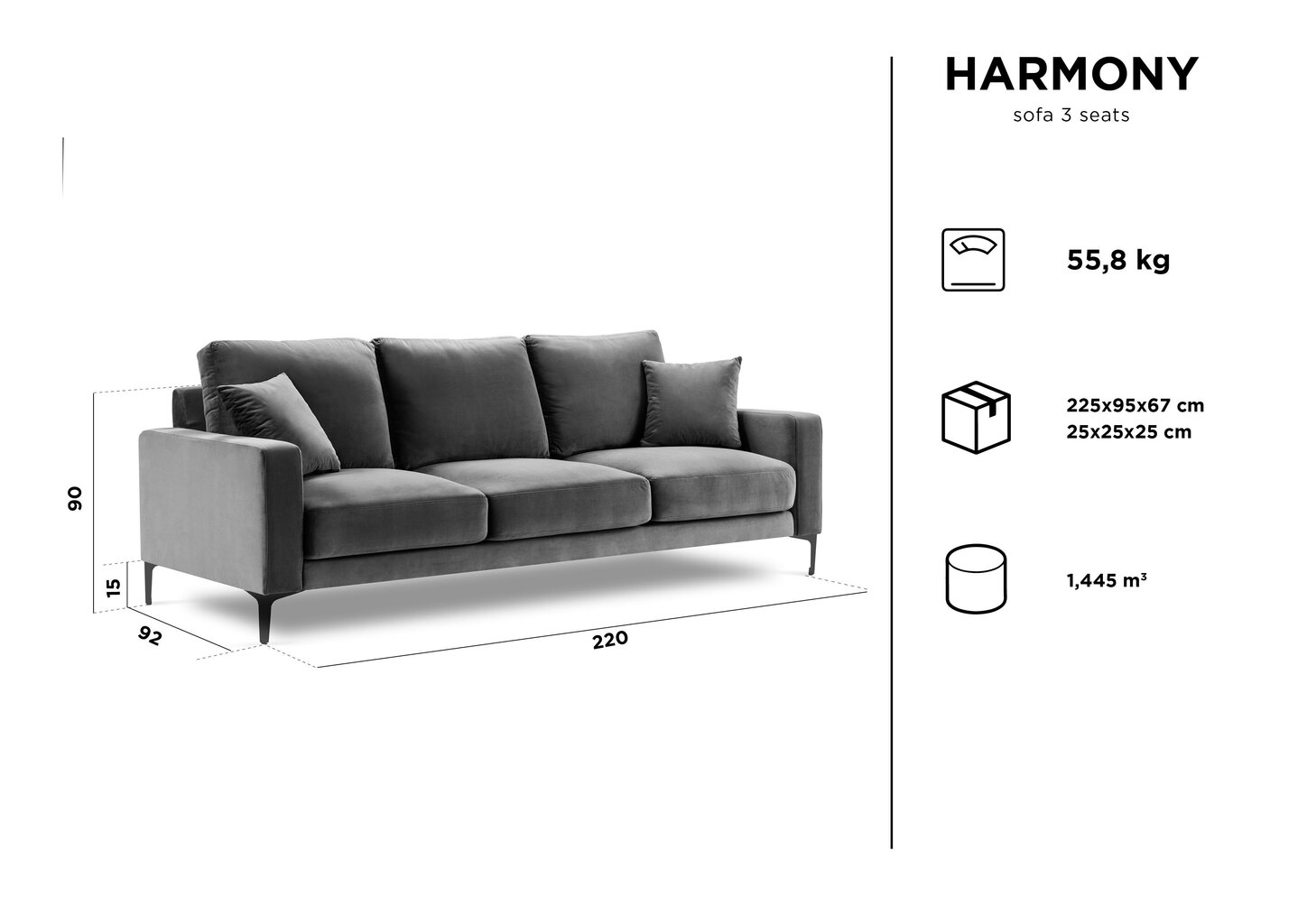 Kolmen istuttava sohva Kooko Home Harmony, keltainen hinta ja tiedot | Sohvat ja vuodesohvat | hobbyhall.fi
