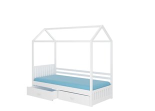 Sänky ADRK Furniture Rose 90x200 cm katoksella, valkoinen/sininen hinta ja tiedot | Lastensängyt | hobbyhall.fi