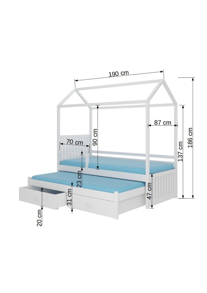 Sänky ADRK Furniture Jonasek sivusuojalla 80x180cm, valkoinen hinta ja tiedot | Lastensängyt | hobbyhall.fi