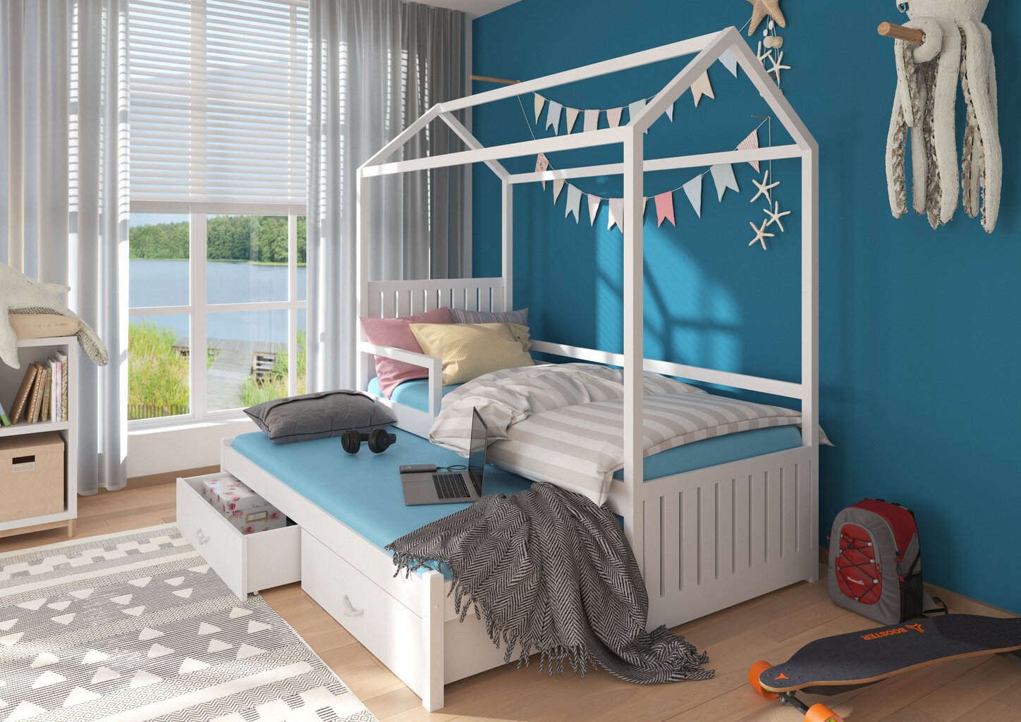 Sänky ADRK Furniture Jonasek sivusuojalla 80x180cm, harmaa hinta ja tiedot | Lastensängyt | hobbyhall.fi