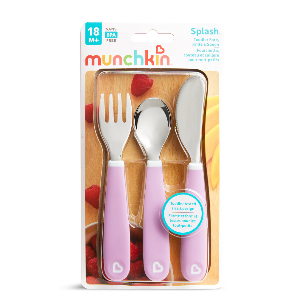 Ruokailuvälinesarja Munchkin Splash violetti, +18 kk, 3 kpl hinta ja tiedot | Vauvan ja lasten astiat | hobbyhall.fi