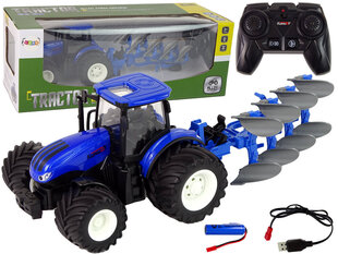 Kauko-ohjattava traktori auralla LeanToys, sininen hinta ja tiedot | Poikien lelut | hobbyhall.fi