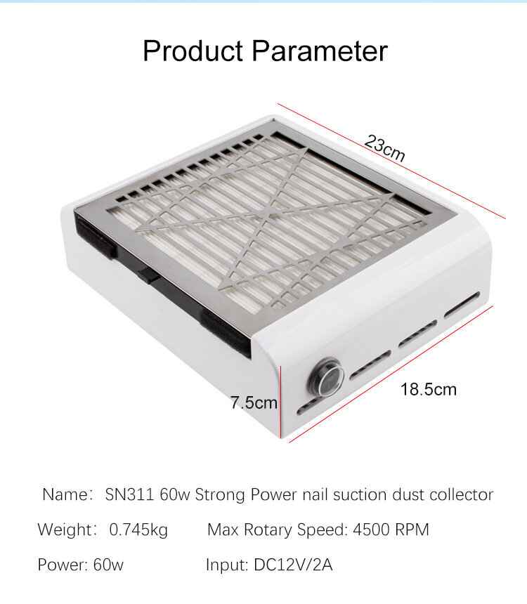 Kynsien (manikyyri, pedikyyri) pölynkerääjä LIVMAN BQ-858-8Plus, 80W hinta ja tiedot | Manikyyri ja pedikyyri | hobbyhall.fi