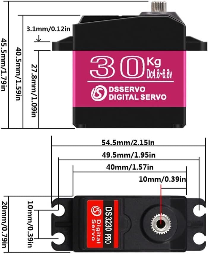 Digitaalinen servo DS3230 PRO 6V 30KG 25T kammen kanssa robotisoituun kuorma-autoon tai 1/10 mittakaavan malliautoon (180 astetta) hinta ja tiedot | Älylaitteiden lisätarvikkeet | hobbyhall.fi