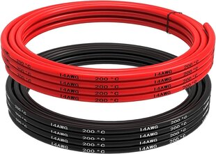 Joustava 5 metrin 14 AWG Silikonikaapeli [2,5 m Musta ja 2,5 m Punainen] Korkean Lämpötilankestävyys, Vahvistettu Päällyste hinta ja tiedot | Kaapelit ja adapterit | hobbyhall.fi