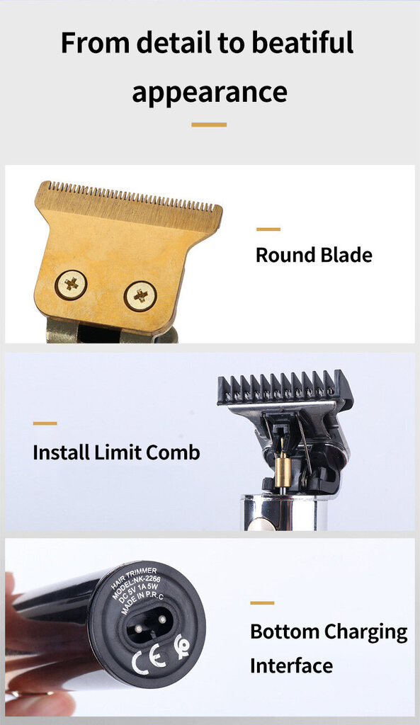 Metallinen langaton hius- ja partatrimmeri-parranajokone LIVMAN VINTAGE T9, LCD-näytöllä hinta ja tiedot | Hiustenleikkuukoneet ja trimmerit | hobbyhall.fi
